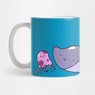 Stingray and Pink Jellyfish Mug